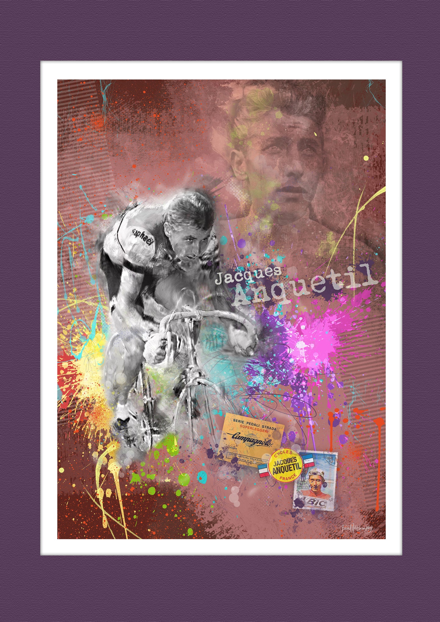 Jacques Anquetil - Cycling Art Print - Option 2