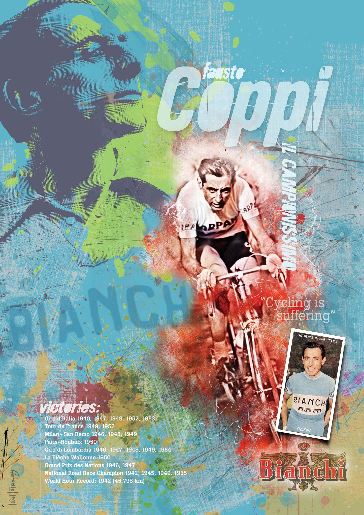 Fausto Coppi - Cycling Art Print