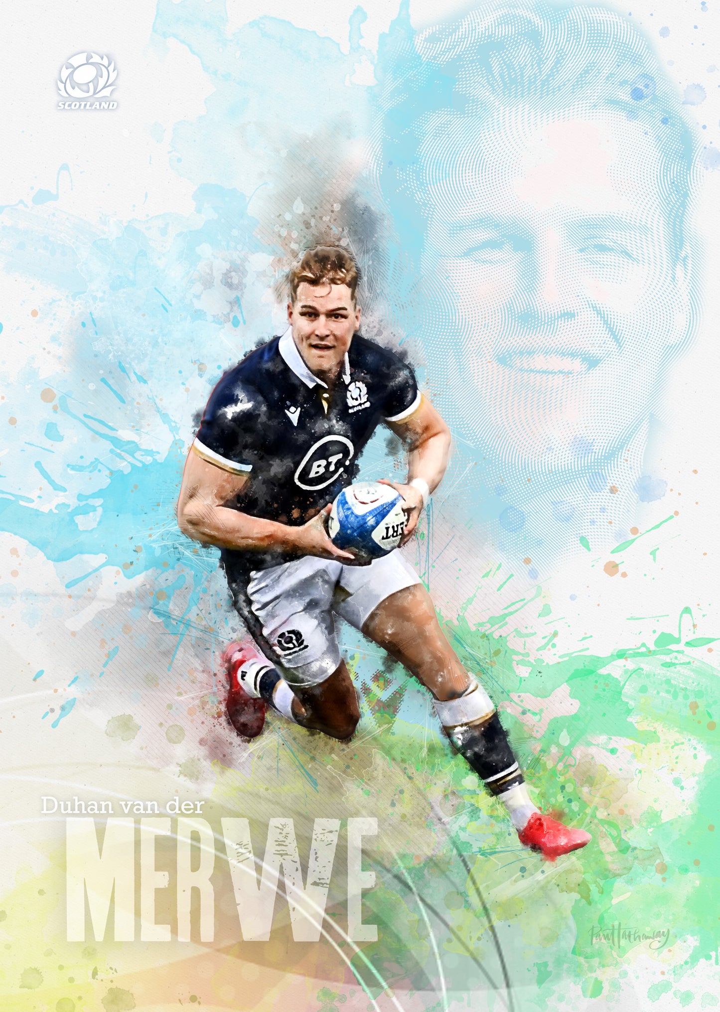 Duhan van der Merwe - Scotland Rugby Art Print
