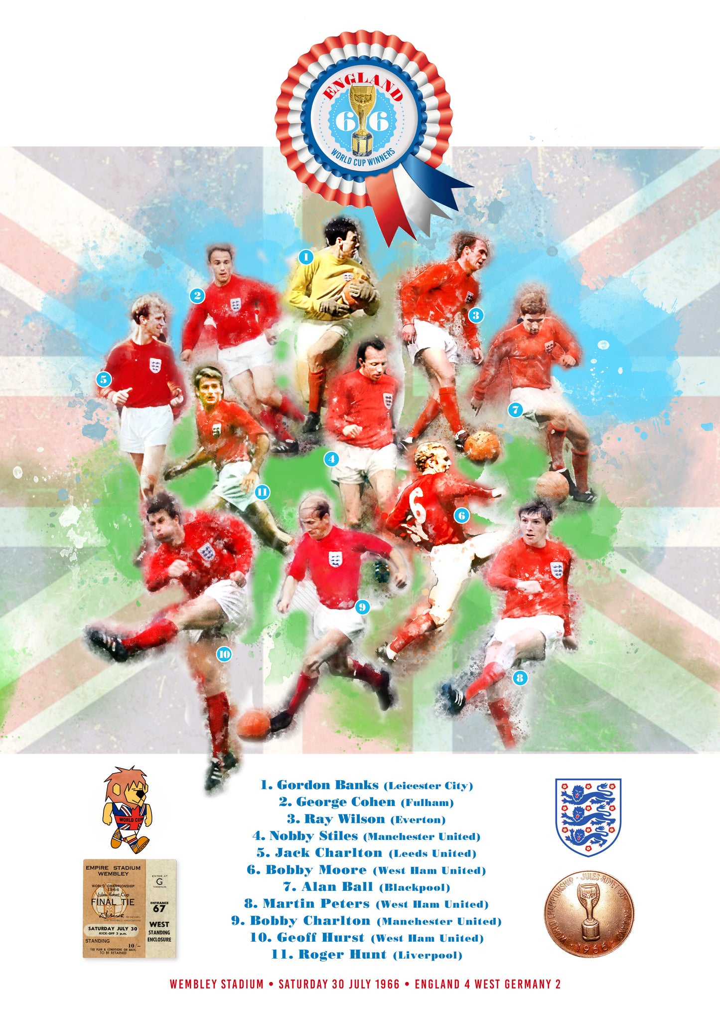 England 1966 World Cup Winners - Football Art Print