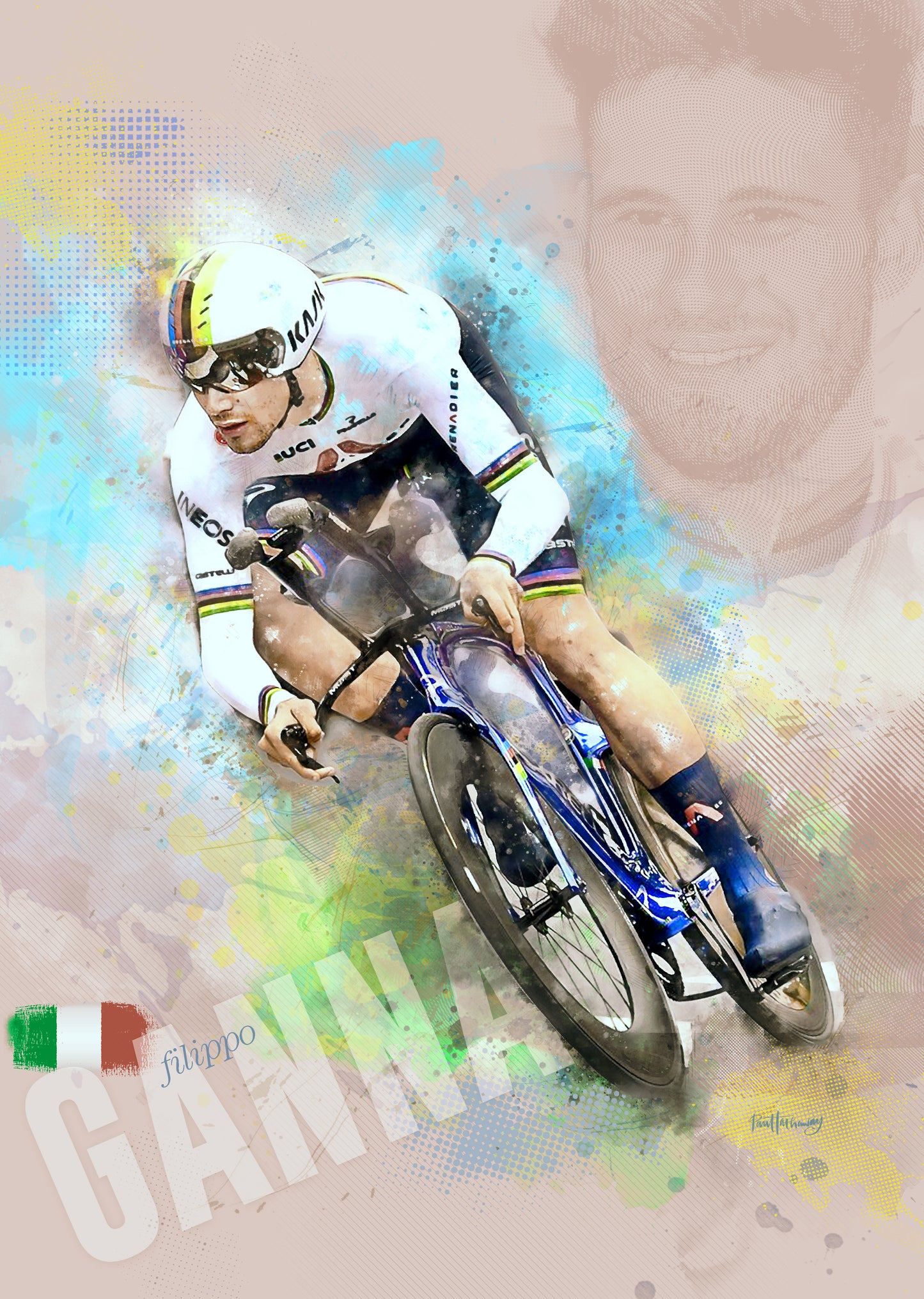 Filippo Ganna - Cycling Art Print - Option 2