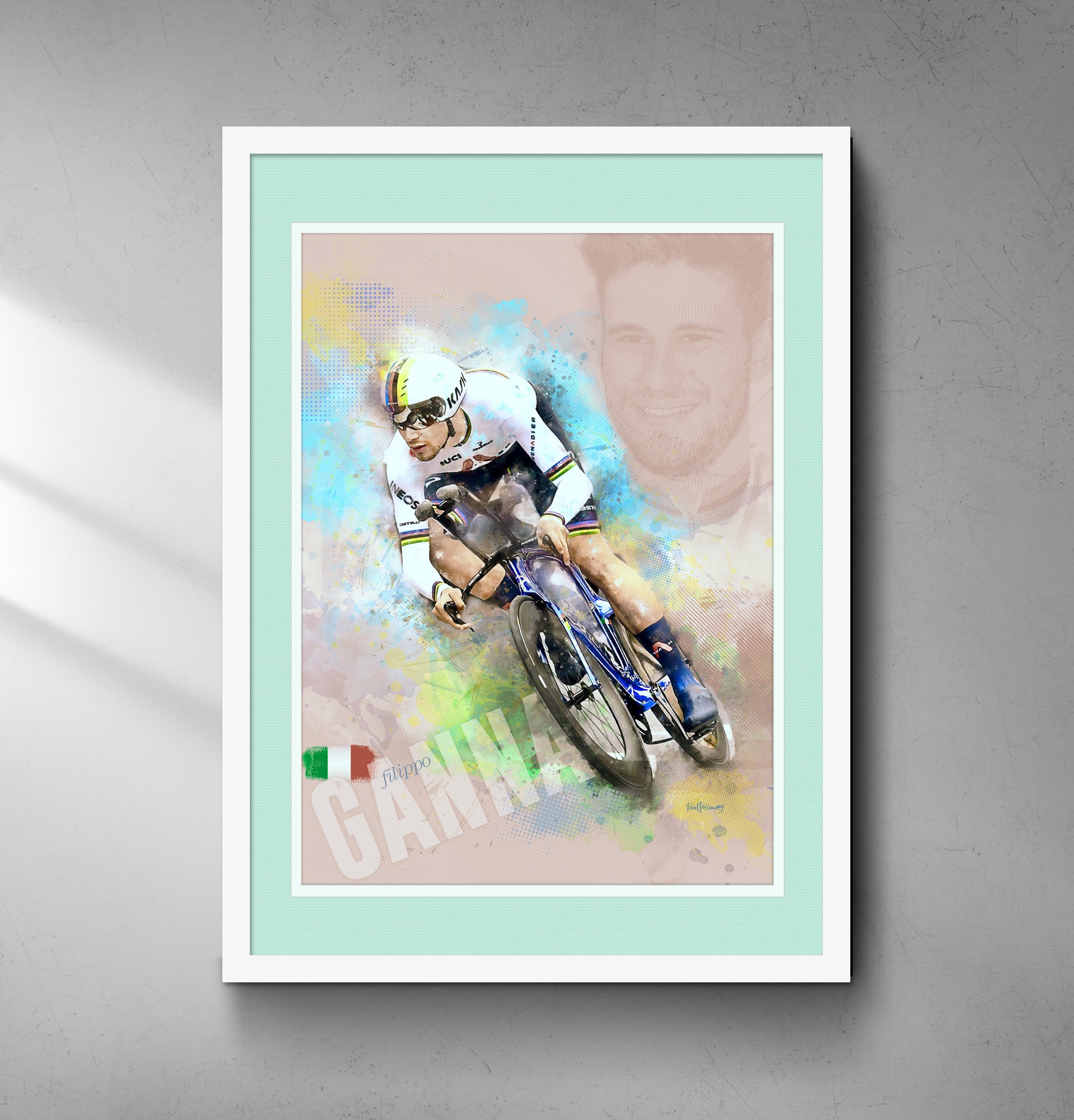 The Hour Record: Filippo Ganna, Cycling Art Print