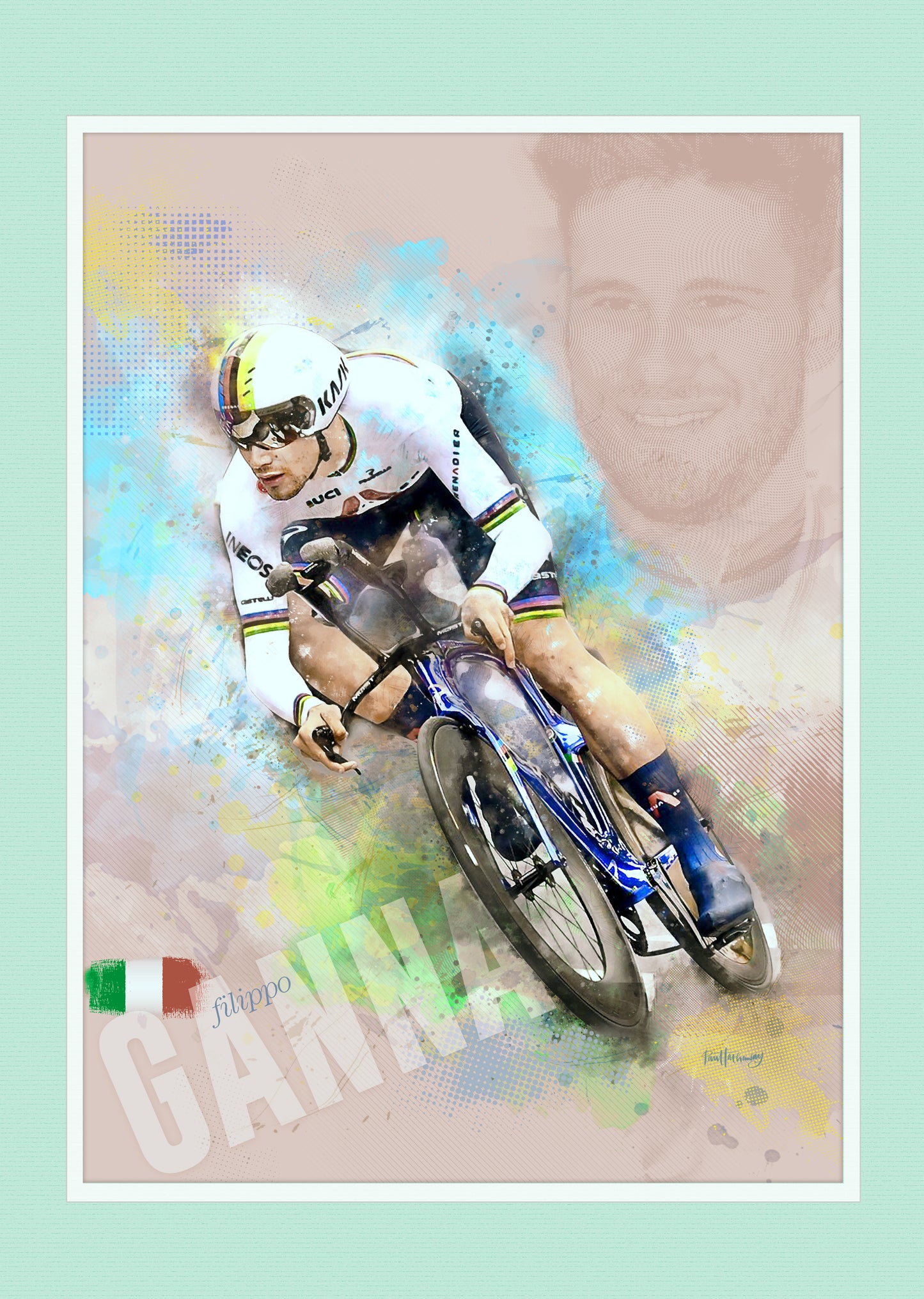 Filippo Ganna - Cycling Art Print - Option 2