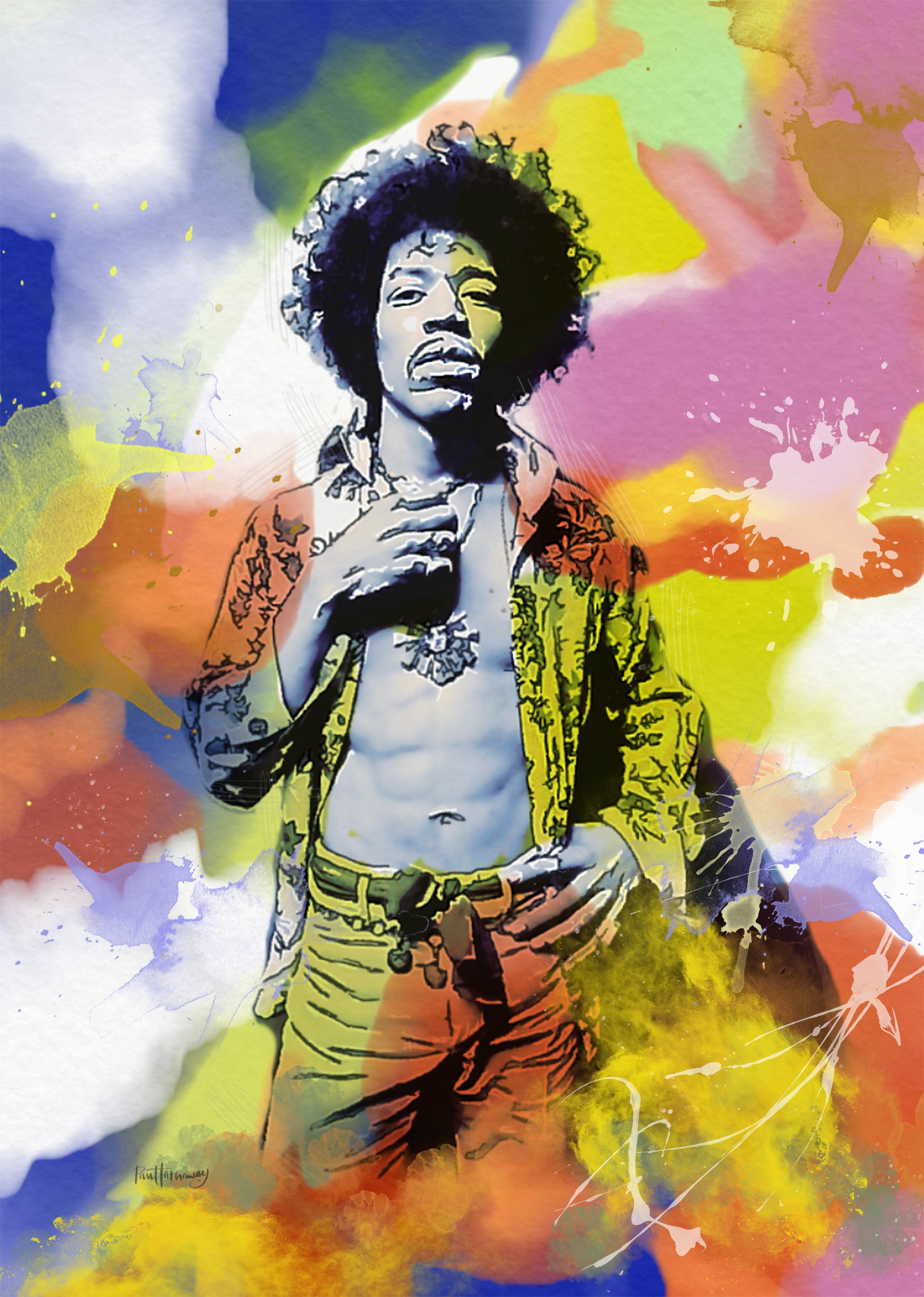 jimi hendrix retro poster print