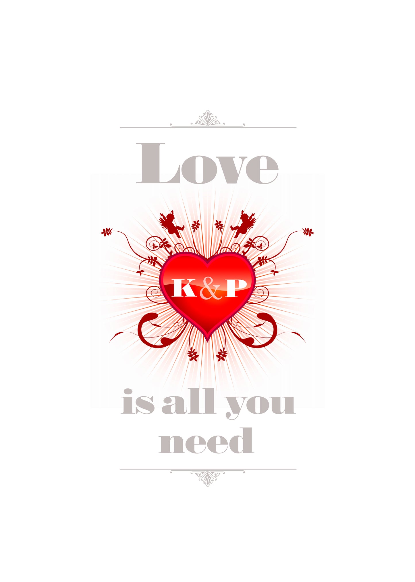 love art print, personalised with your initials