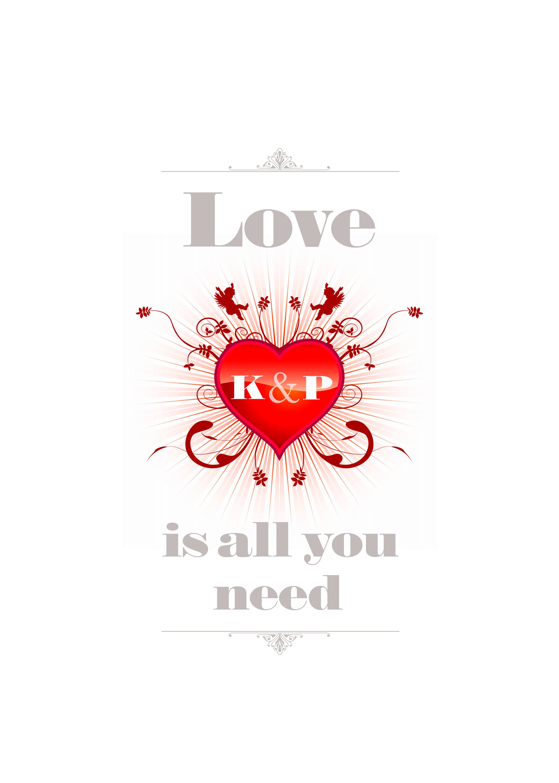 love art print, personalised with your initials