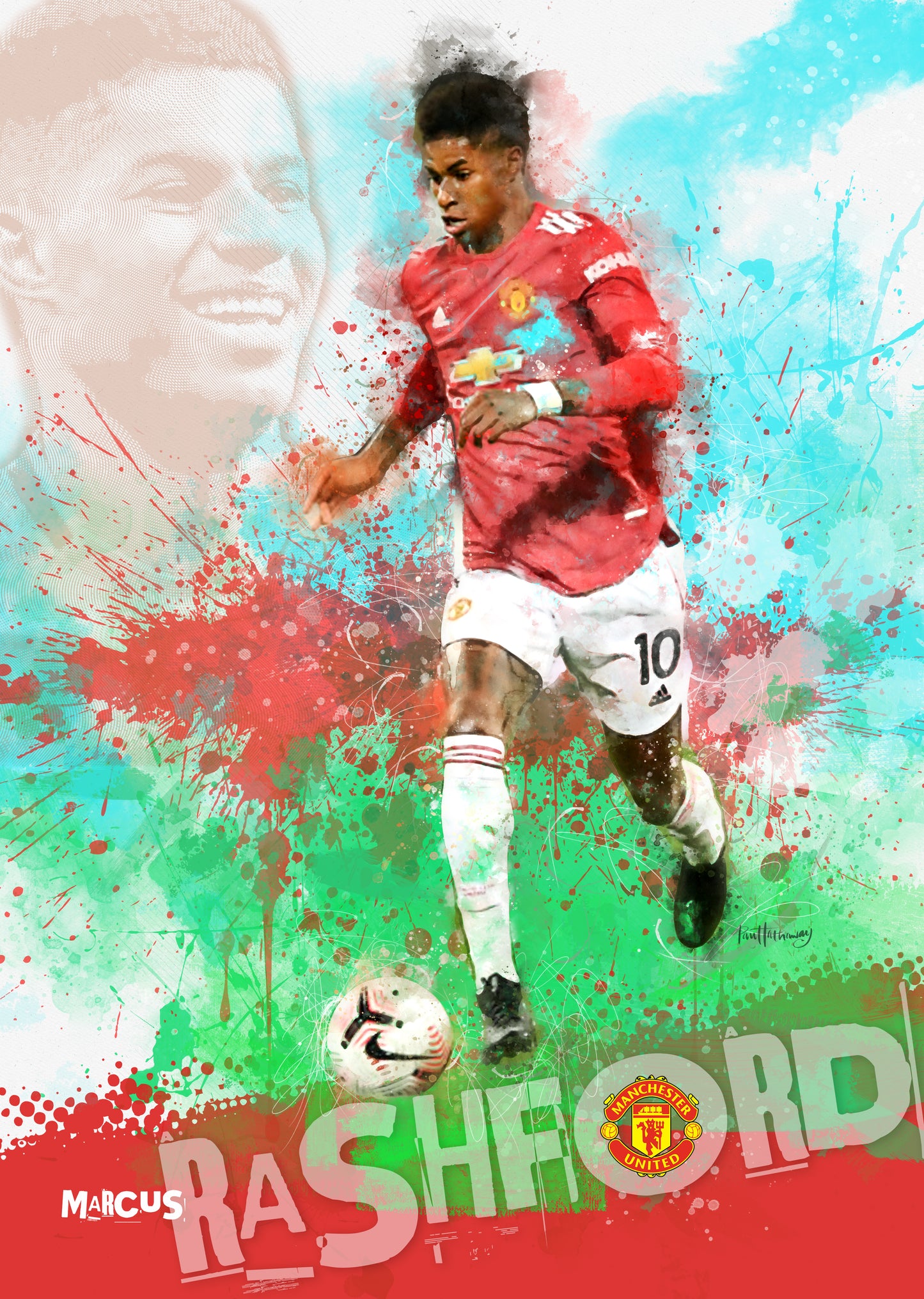 Marcus Rashford, Man United - Football Art Print