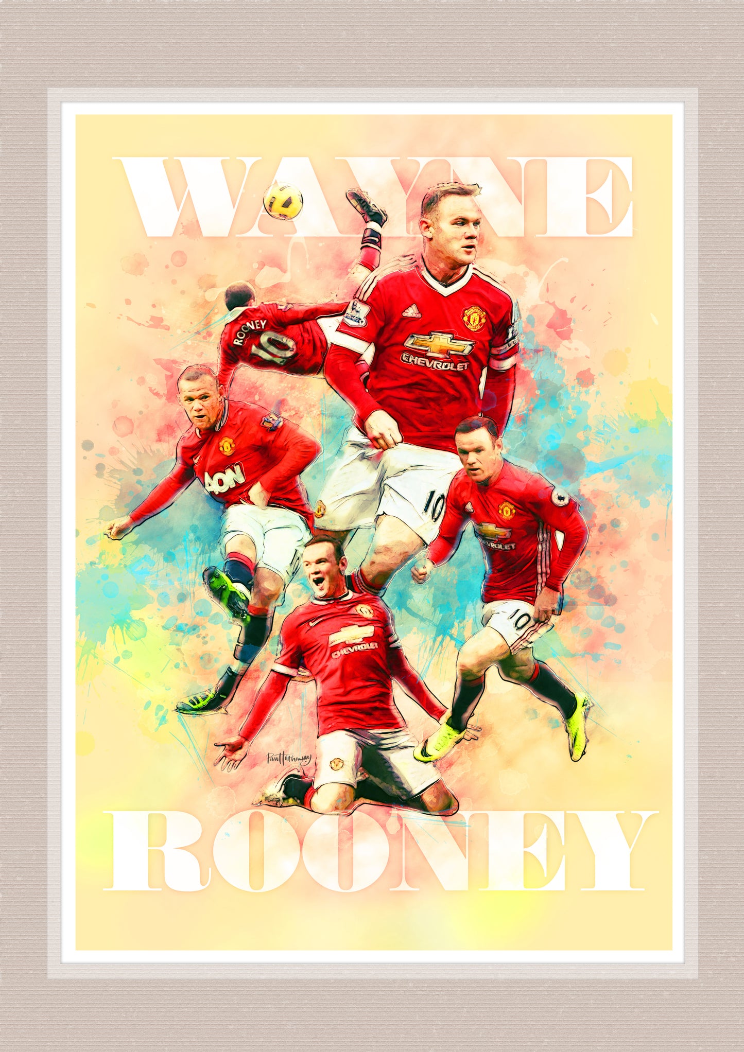 Wayne Rooney, Man United - Football Art Print