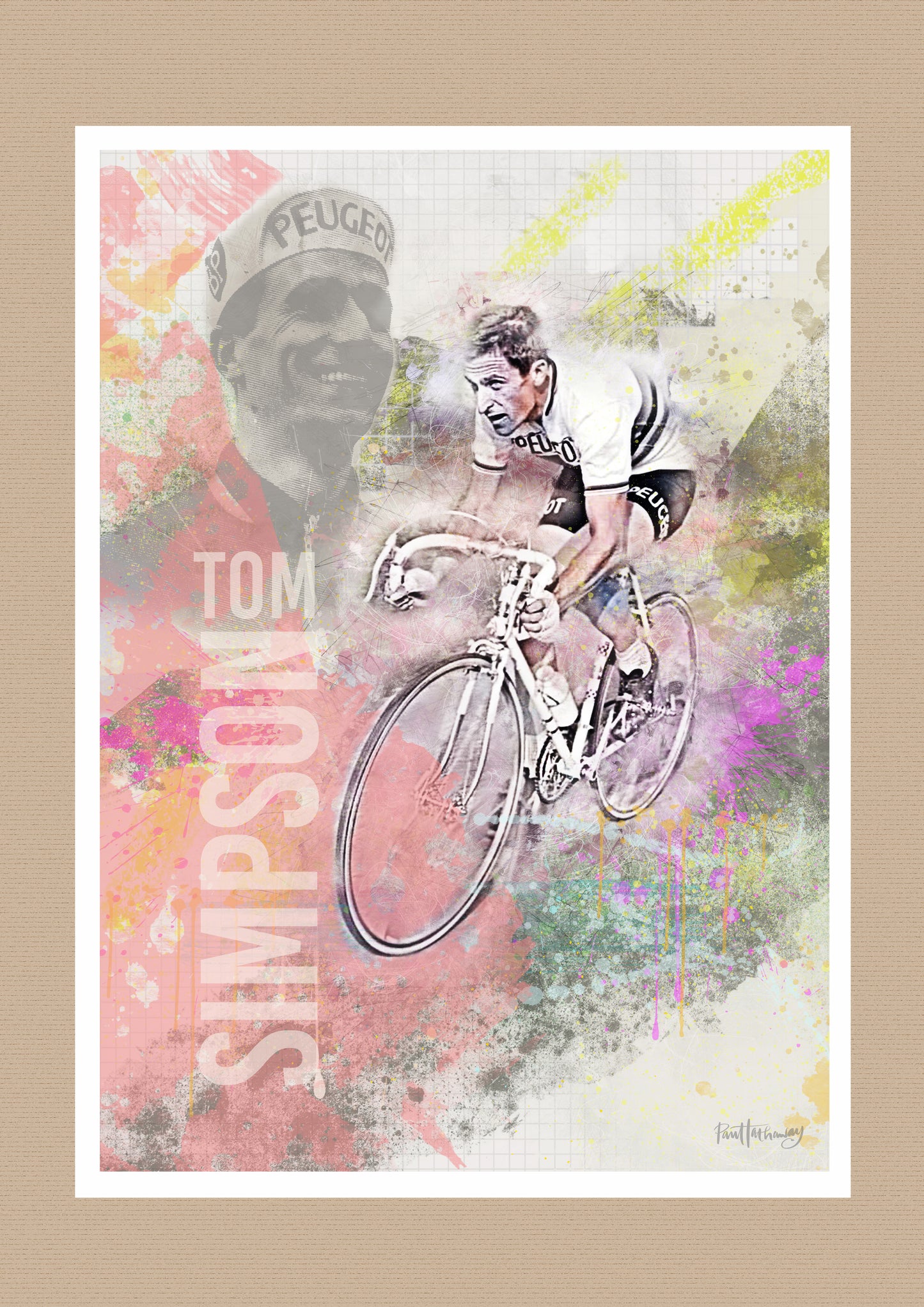 Tom Simpson - Cycling Art Print - Option 2