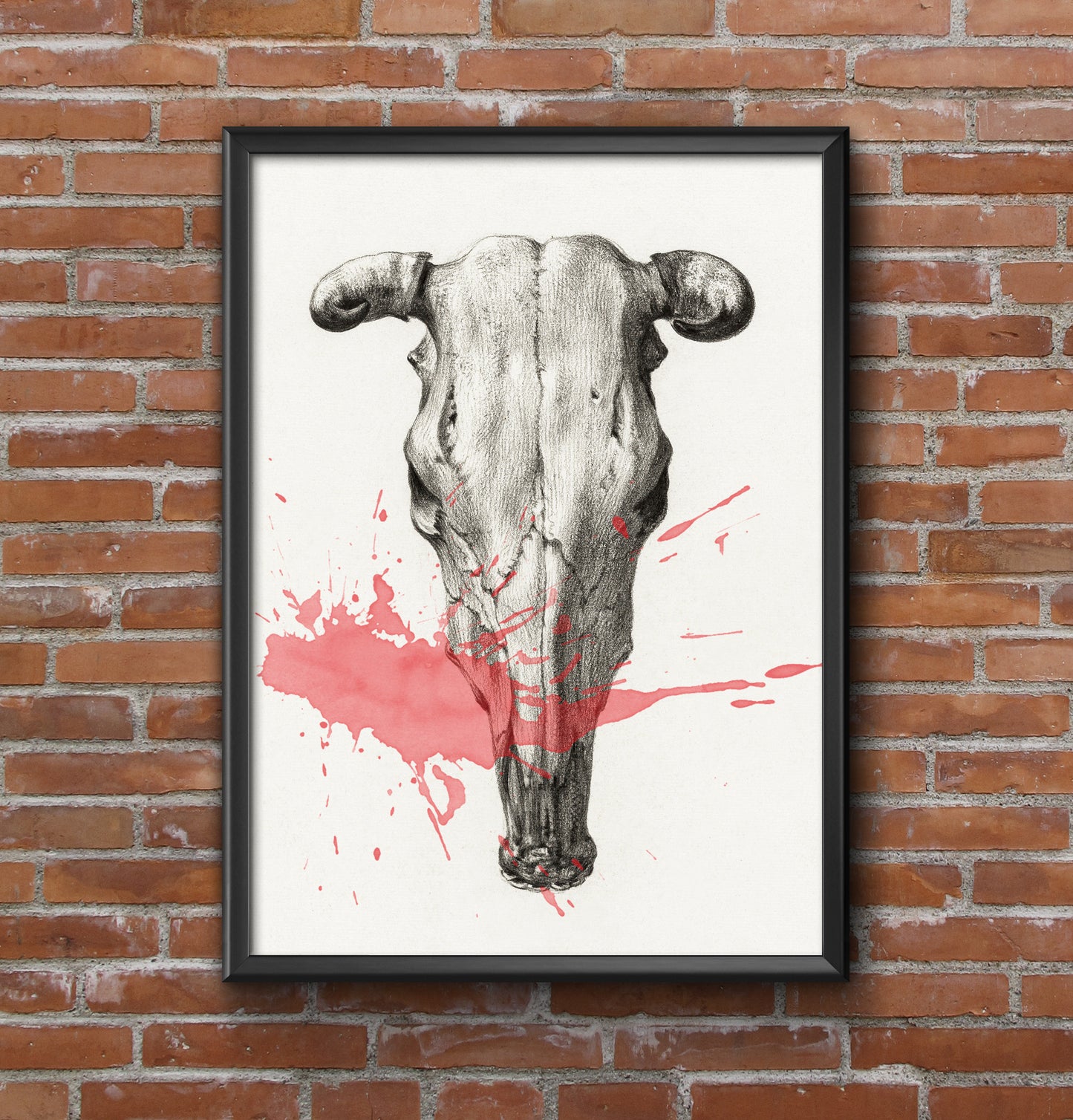Skull with red splash - Modern Wall Art Print