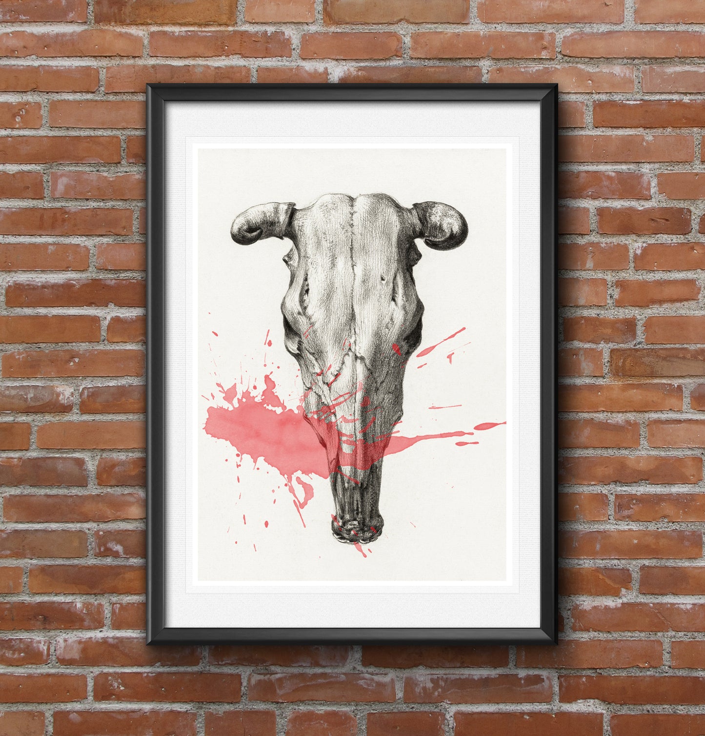 Skull with red splash - Modern Wall Art Print