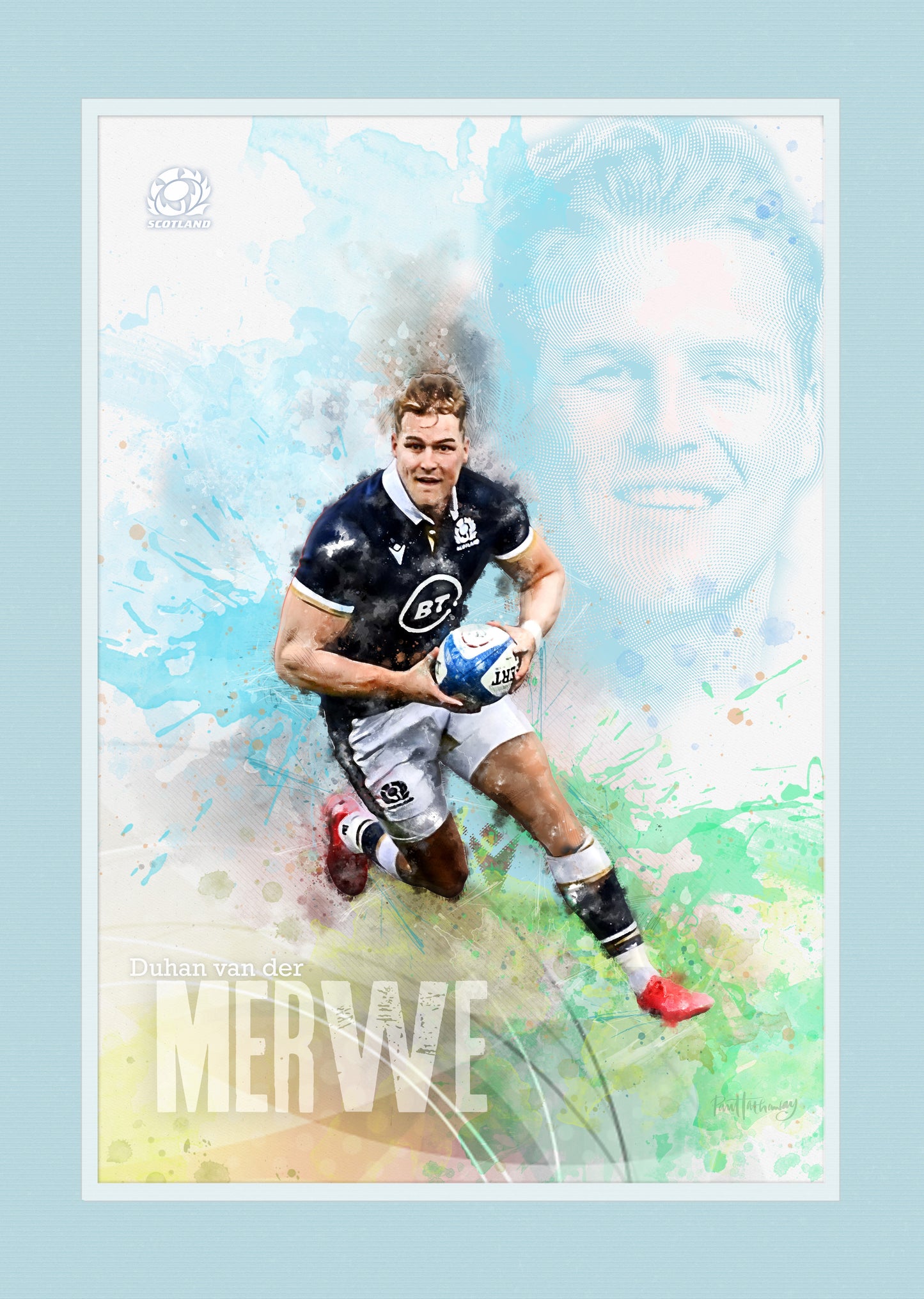 Duhan van der Merwe - Scotland Rugby Art Print
