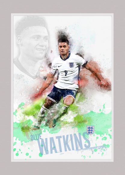 Ollie Watkins, Aston Villa & England - Football Art Print