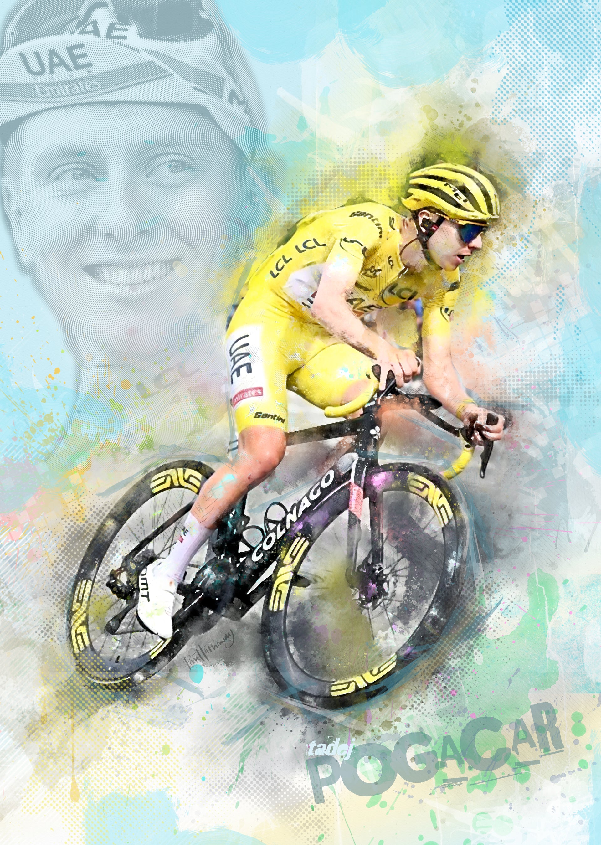 Tadej Pogacar Cycling Art Print Option – Arty Print Creations