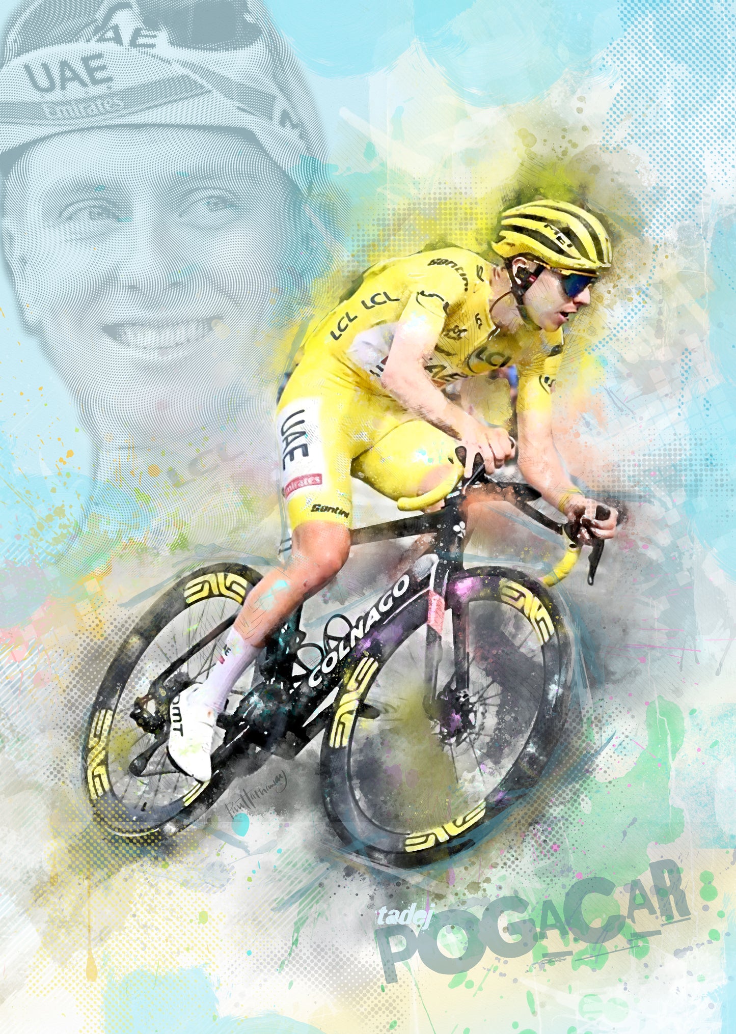 Tadej Pogacar - Cycling Art Print - Option 3