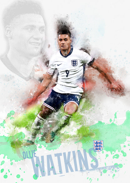 Ollie Watkins, Aston Villa & England - Football Art Print