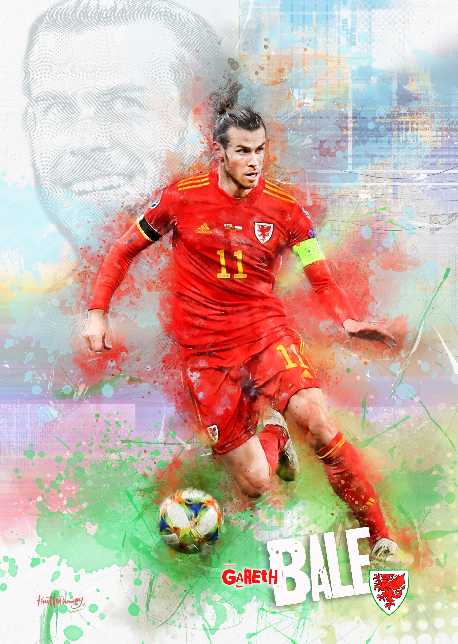 Gareth Bale, Wales - Football Art Print – Arty Print Creations, image size:1920x2699