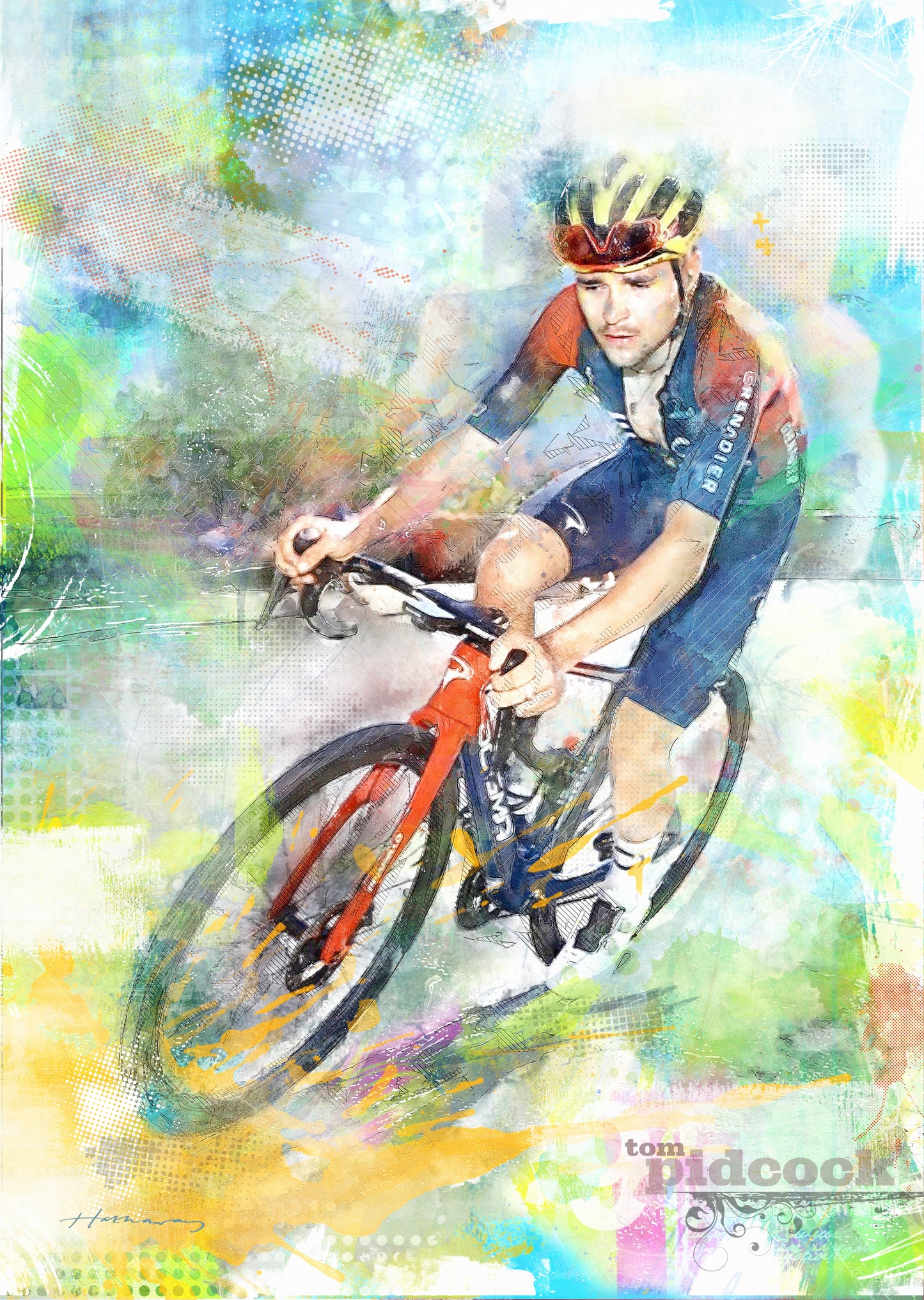 tom pidcock cycling art print