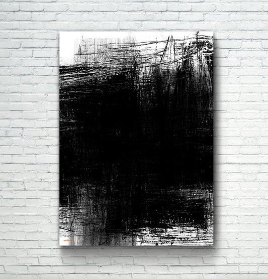 black and white bold abstract art print