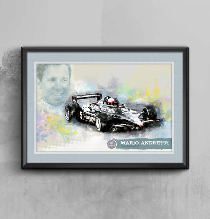 mario andretti formula 1 art print