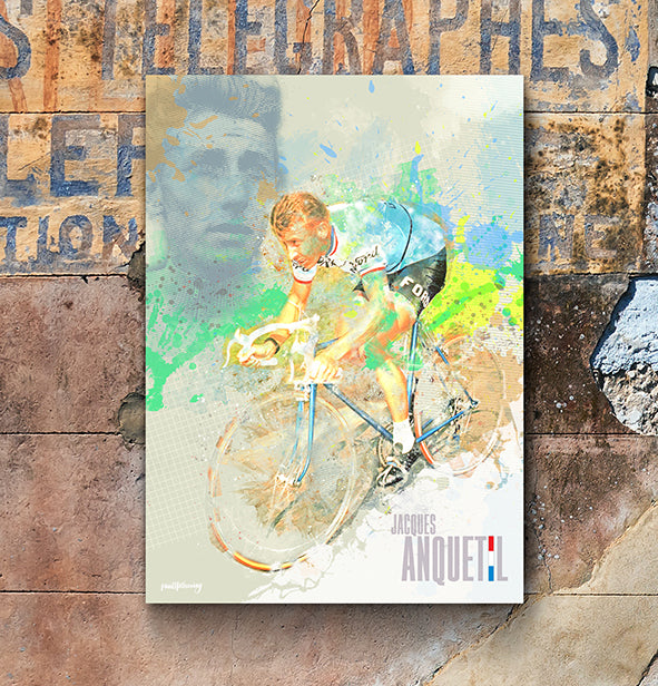 jaques anquetil cycling art poster