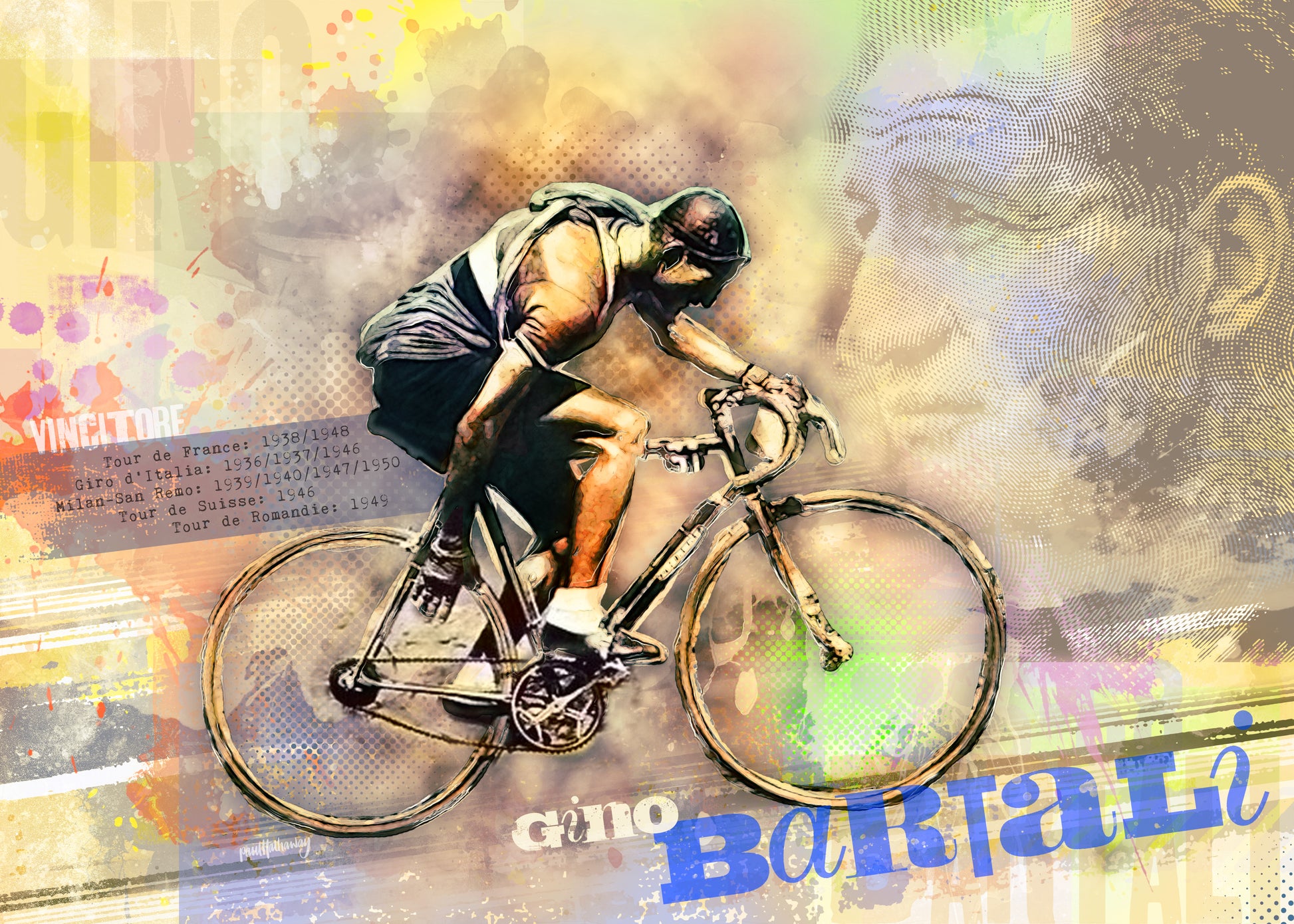 gino bartali cycling poster