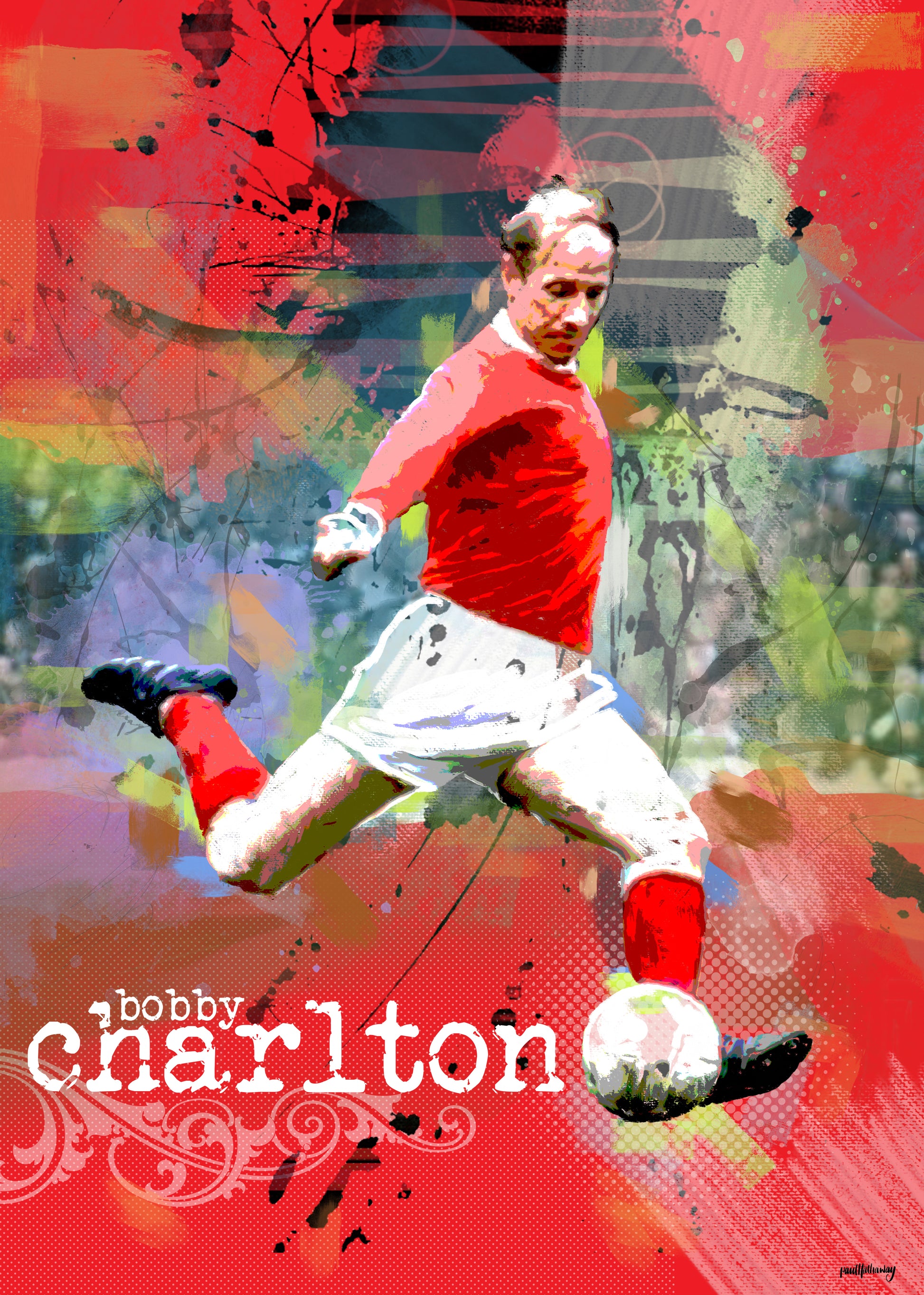 Bobby Charlton, Manchester United - Football Art Print – Arty Print  Creations