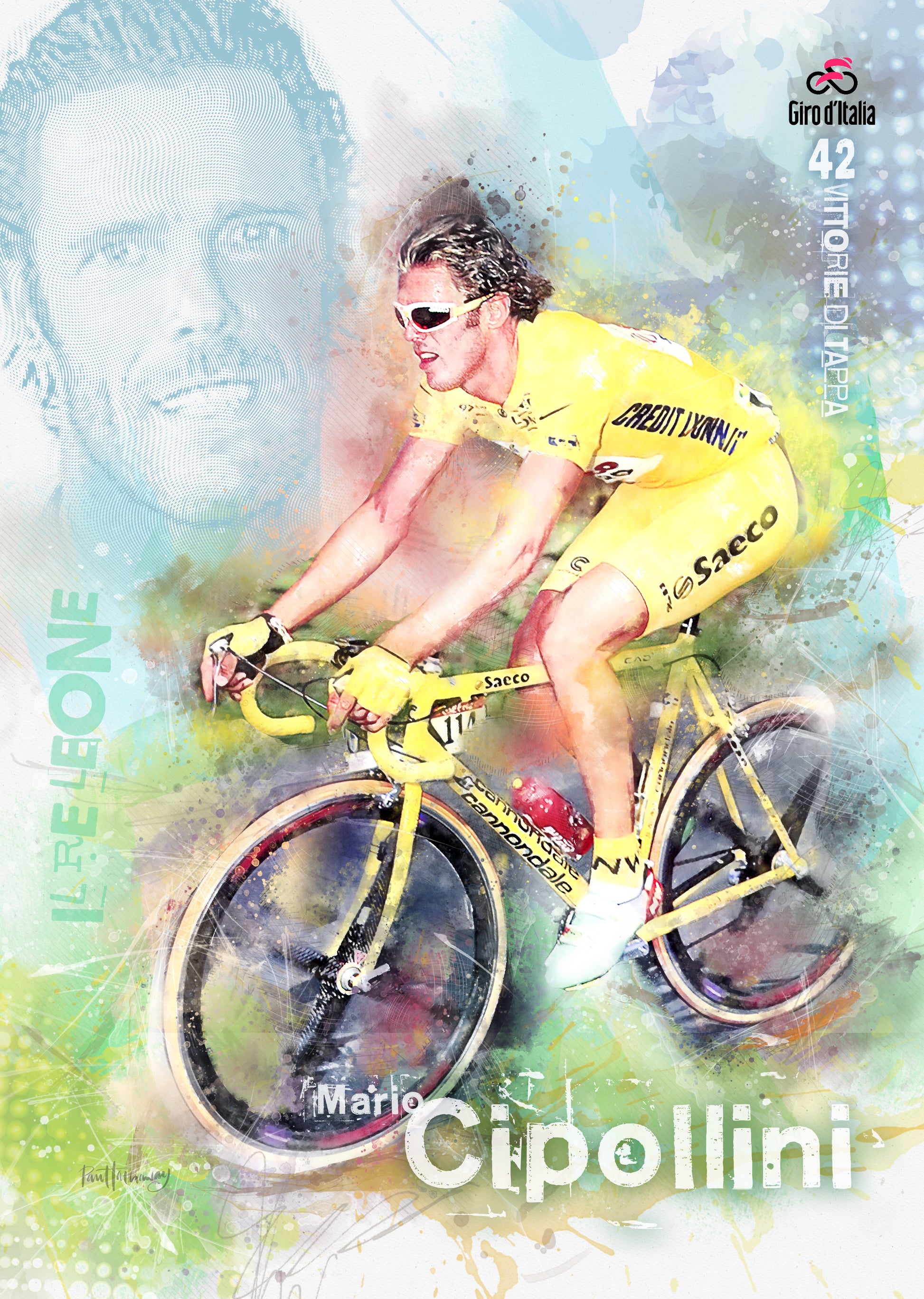 mario cipollini, cycling art print