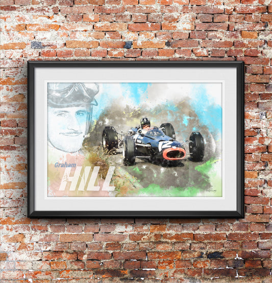 graham hill, motor racing art