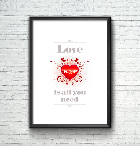 love is all you need, personalised art print