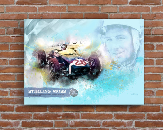 stirling moss, grand prix poster, canvas print