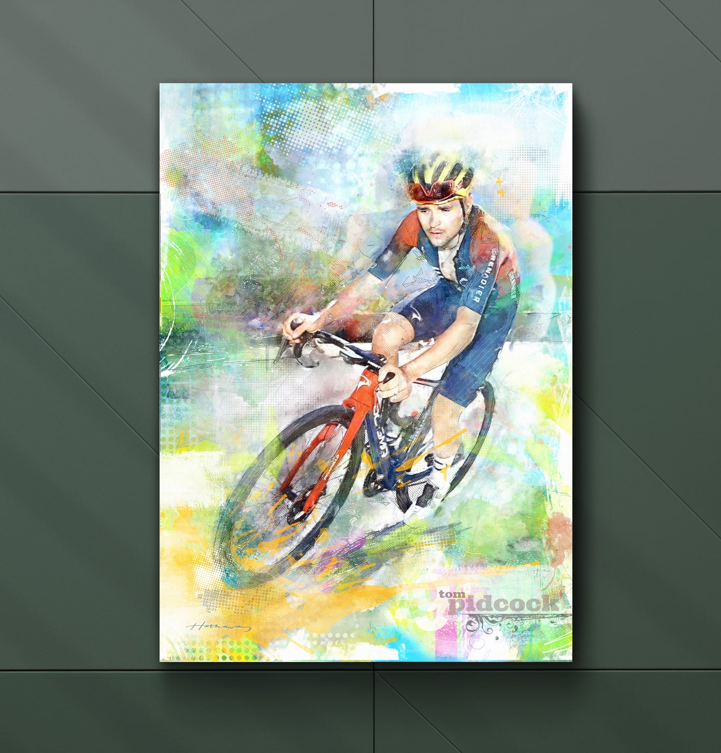 tom pidcock cycling art print canvas