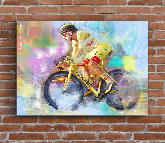 tadej pogacar cycling canvas art print