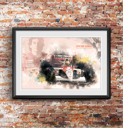 Ayrton Senna - Motor Racing Art Print - Option 1