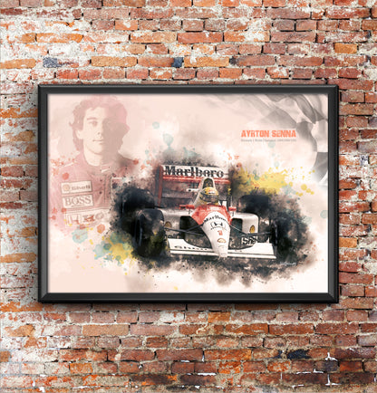 Ayrton Senna - Motor Racing Art Print - Option 1