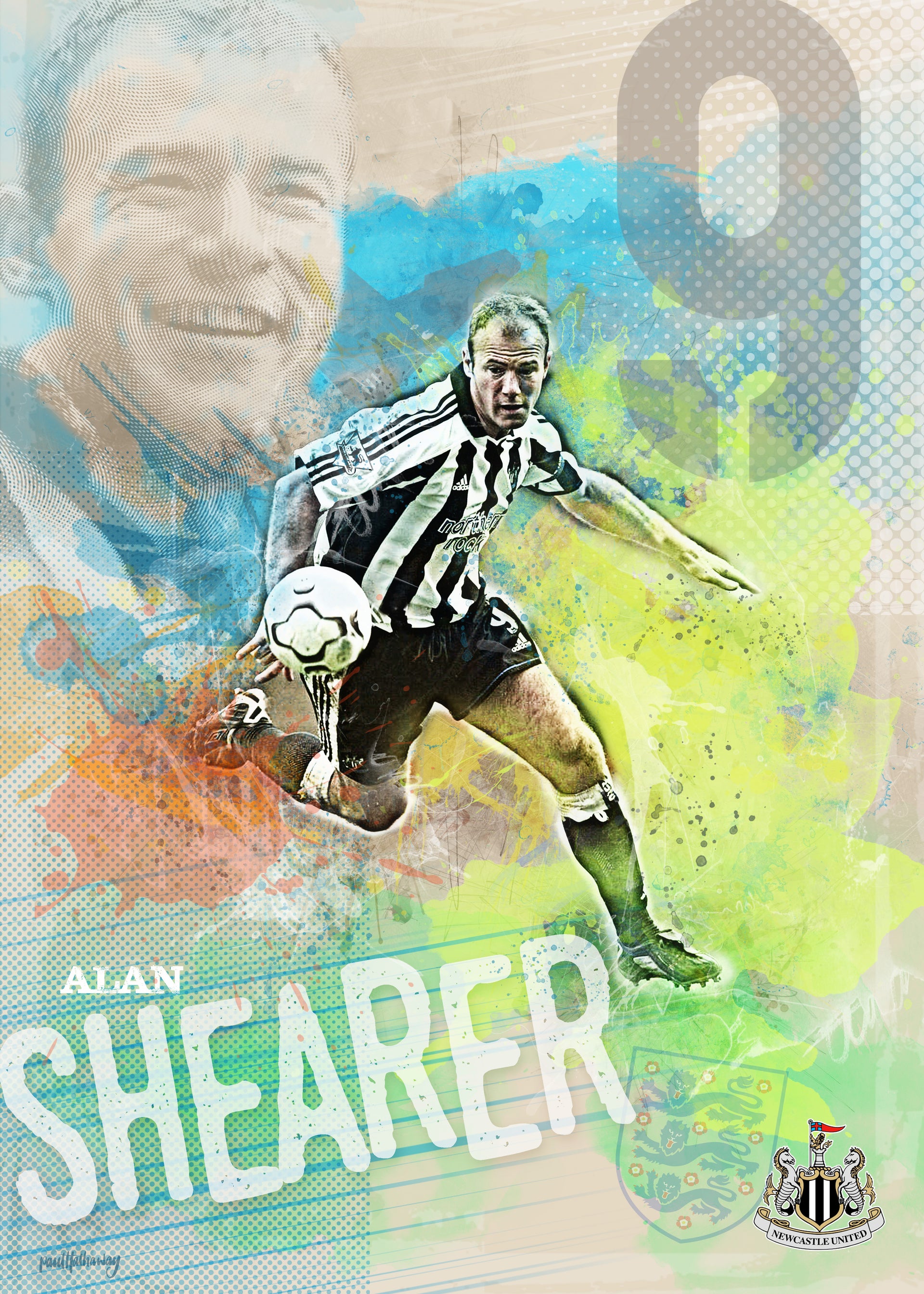 Newcastle United - Alan Shearer - Framed Illustration Print Poster : :  Home & Kitchen