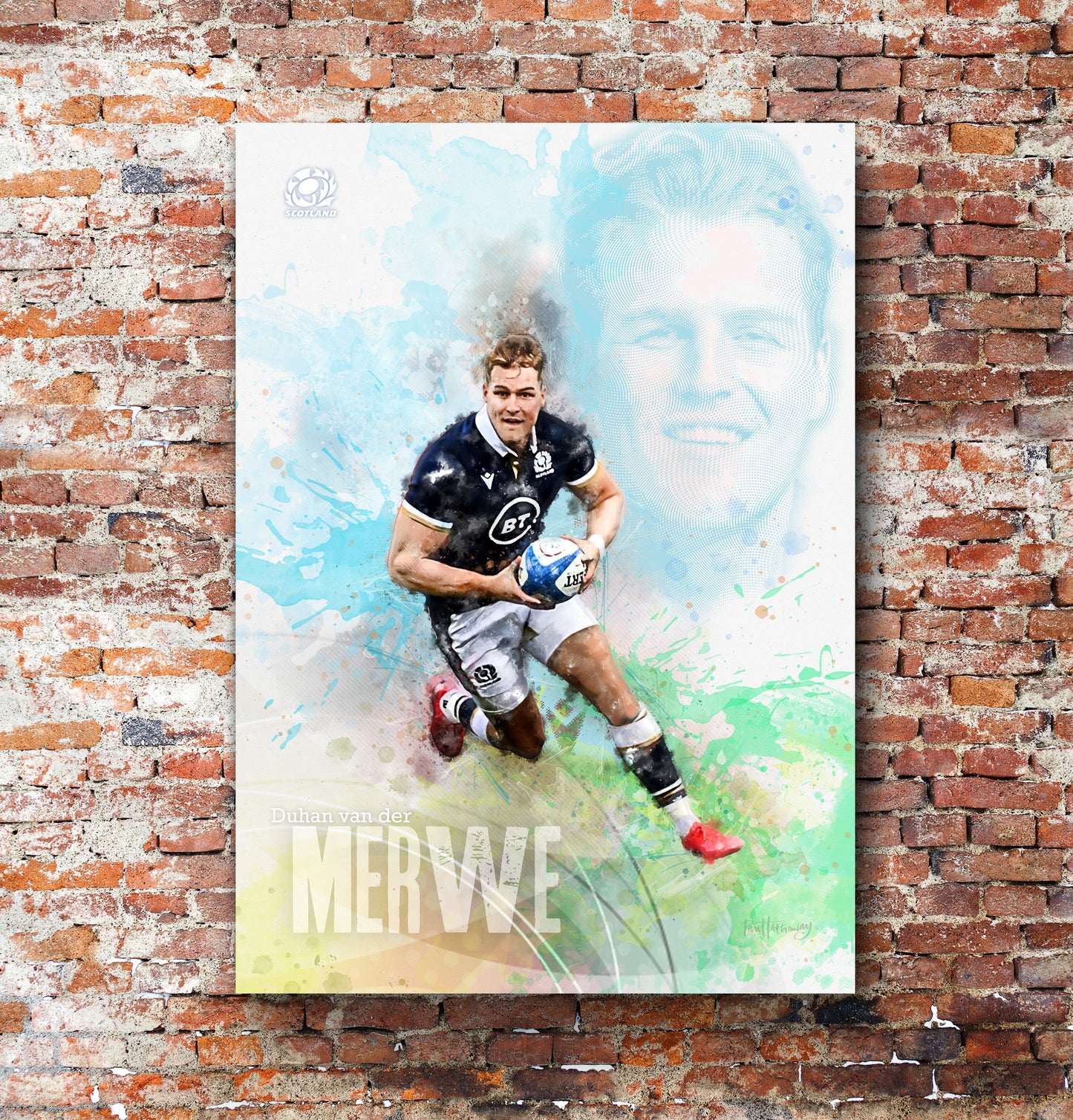 Duhan van der Merwe - Scotland Rugby Art Print