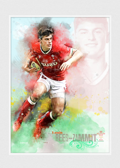 Louis Rees-Zammit - Welsh Rugby Art Print